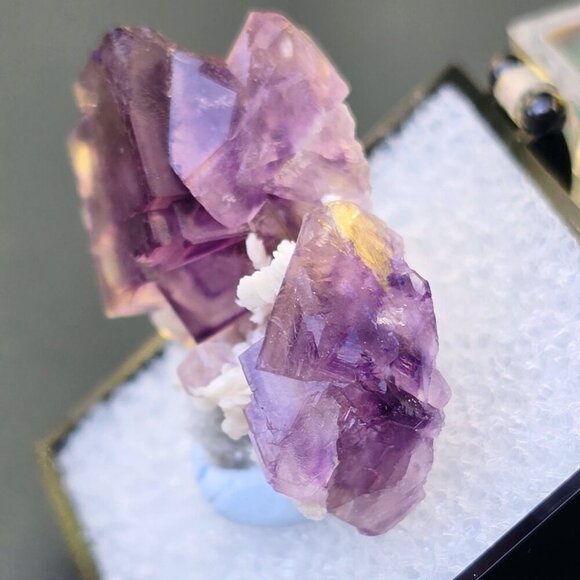 Fluorite ✦ Dolomite Crystal Thumbnail ✦ 19g Purple Cubes & Cream Matrix Specimen - Picture 16 of 17